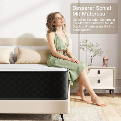 Matoresu Taschenfederkernmatratze 140x200 cm H4 mit Memory Foam