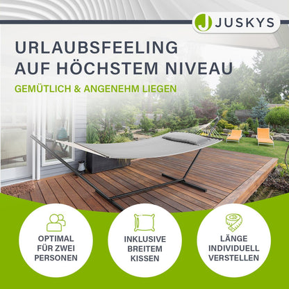 Juskys Hängematte Cata Doppelhängematte Gestell – Hellgrau