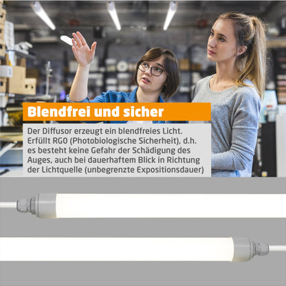 Proventa LED Feuchtraumleuchte 120cm 4er Pack IP65 36W 4000K