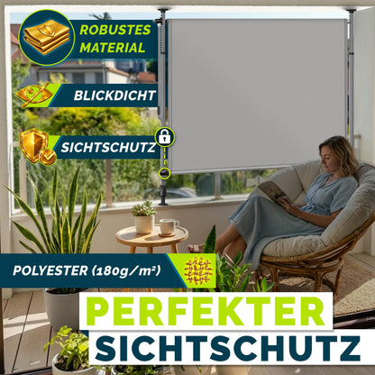 tillvex Klemmmarkise Senkrechtmarkise mit Handkurbel, Grau, 200x310 cm