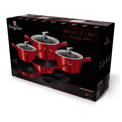 BerlingerHaus Burgundy Kochtopf Set Induktion 10-TLG BH-1222N Metallic Rot