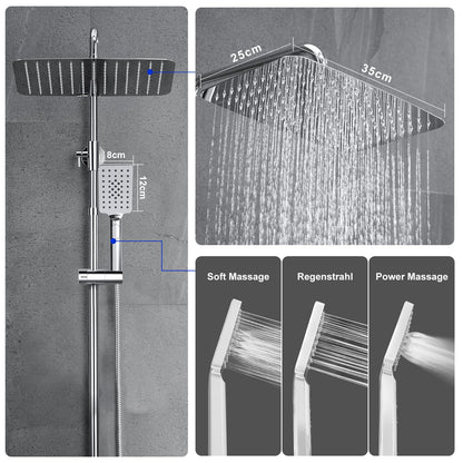 JOHO Regendusche Duschsystem Edelstahl XXL Kopfbrause ohne Armatur Chrom