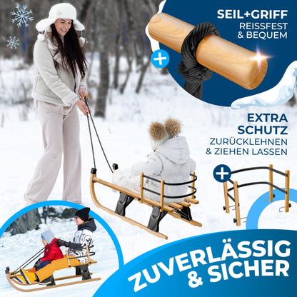 KESSER Holzschlitten Davoser Klappbar 110 cm – Buche/Schwarz