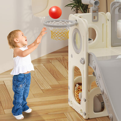 hoopyosms Kinder Rutsche Klettergerüst Spielturm Set - Grau