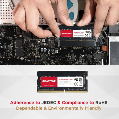 【DDR4 RAM Nur für Laptops】 GIGASTONE 32GB Kit (2x16GB) DDR4 3200MHz (2933/2666MHz) PC4-25600 CL22 1,2V SODIMM 260Pin Nicht-ECC ungepuffert Notebook Speicher-Upgrade