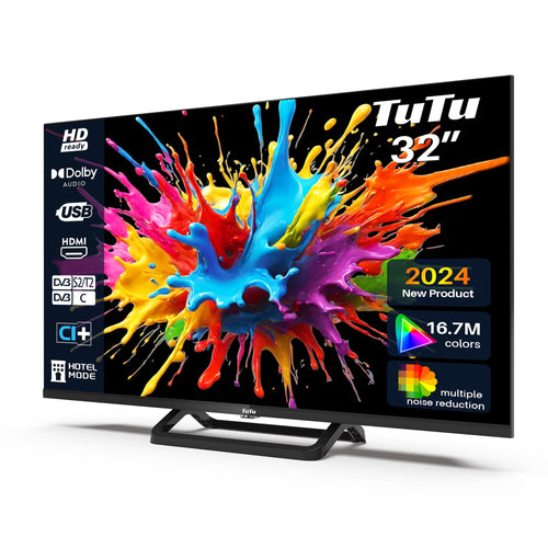 TuTu TUB32HN1NC LED Fernseher - 32 Zoll HD-Ready Triple Tuner, schwarz, für HD-Inhalte und alle gängigen TV-Signale.