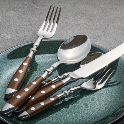 Alata Berlin Besteck Set – Edelstahl 30tlg. braune Griffe, rustikal