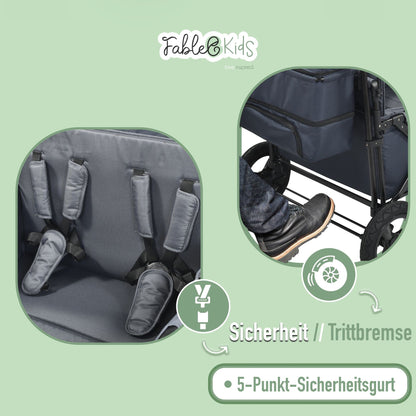 FableKids Bollerwagen Leo X4Plus mit Dach 4 Sitze Blueberry Blue