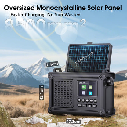 Mesqool Kurbelradio DAB+/UKW Solar Notfallradio mit Powerbank 1030DAB