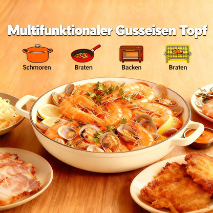 Gusseisen Emaille Dutch Oven 5.7L Brotbacktopf – Weiss