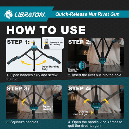 LIBRATON Nietmutternzange Set 16 Zoll mit 7 metrischen Dornen
