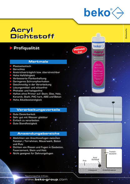 Beko Acryl-Dichtstoff weiss 310 ml, 20er Sparpack (1 Karton)