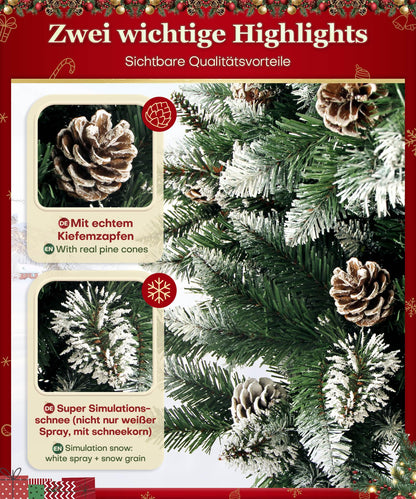 Yorbay Künstlicher Weihnachtsbaum mit Schnee, Ständer - 180cm