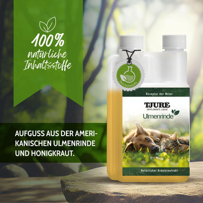 TJURE Ulmenrinde Liquid mit Honigkraut für Hunde & Katzen, 1000 ml