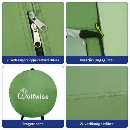 WolfWise Pop-Up Duschzelt Umkleidezelt mit Boden UV-Schutz 50+ Grün
