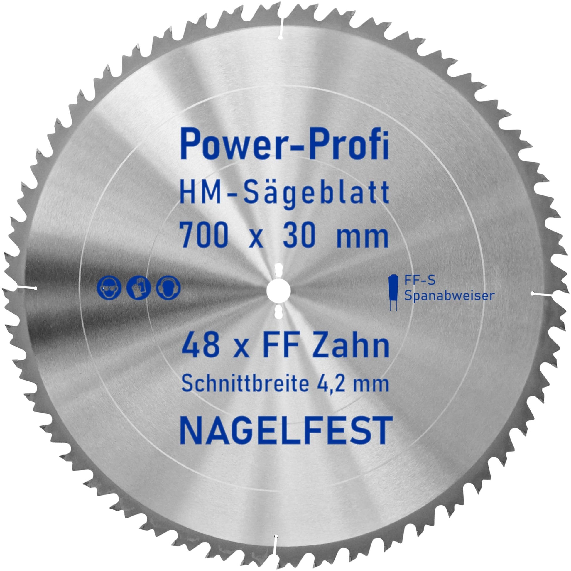 AZprof HM-Kreissägeblatt 700 x 30 mm, 48 Zähne, nagelfest FF-S mit Hartmetallzähnen und Spanabweiser