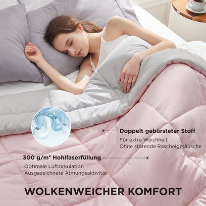 BEDSURE Bettdecke 155x220 cm Ganzjahresdecke 300GSM, Pinkesque/Grau
