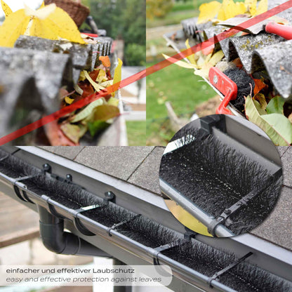 Wiltec Dachrinnenbürste 12 m, 10 Stück, Ø 12 cm, Laubschutz