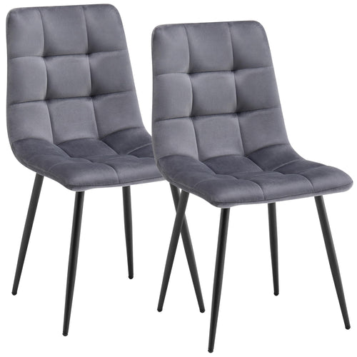 Deuline Milano Esszimmerstühle Samtbezug Grau 2er-Set