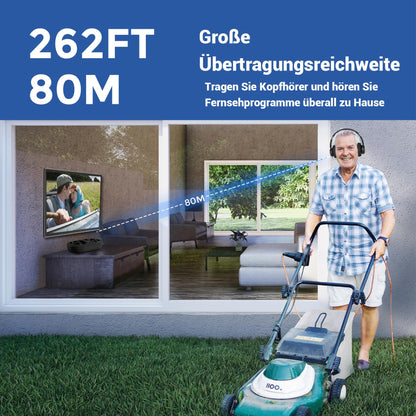 ZUPVIY Kabellose TV-Kopfhörer für Senioren – Hohe Lautstärke, Kein Audio-Verzögerung (Plug & Play) – Kompatibel mit Optisch/AUX/RCA/USB – Inkl. Senioren-Ladestation, Schwarz