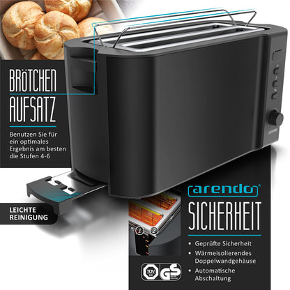 Arendo Wasserkocher mit Toaster Set - Edelstahl Schwarz