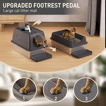 Citylife Katzenklo XL Edelstahl mit Deckel – Dunkelgrau