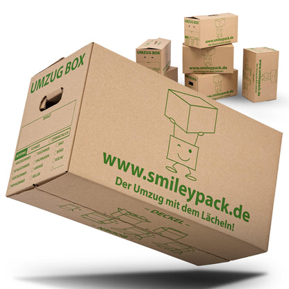 smiley pack PROFI Umzugskartons 620 x 300 x 330 mm, 50 Stück aus zweiwelligem Karton mit Tragegriffen