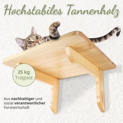 WOOWOOD Kletterwand Set Katzen inkl. 2 Treppen – Stabil