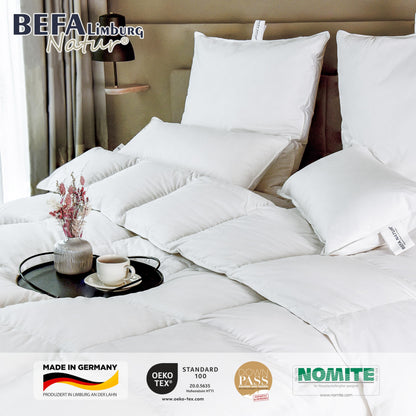 BEFA NATUR Daunenkissen 3-Kammer Kopfkissen 80x80 cm (2er Set)