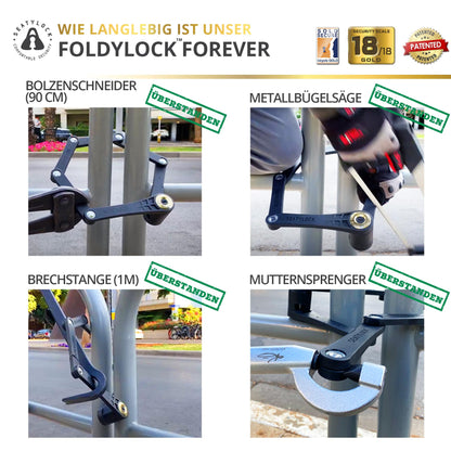 FoldyLock Forever Faltschloss mit Schlüssel – Sold Secure Gold 90 cm