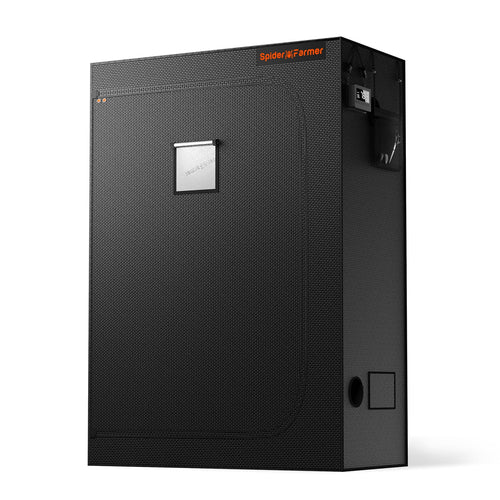 Spider Farmer Indoor Growzelt Licht- & Wasserdicht - 70x140x200cm. Schwarzes Zelt für kontrollierte Pflanzenzucht.