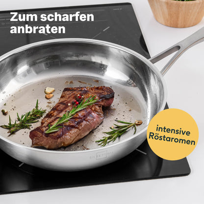 SILBERTHAL Edelstahlpfannen Set - 28cm, 2-teilig, beschichtet/unbeschichtet
