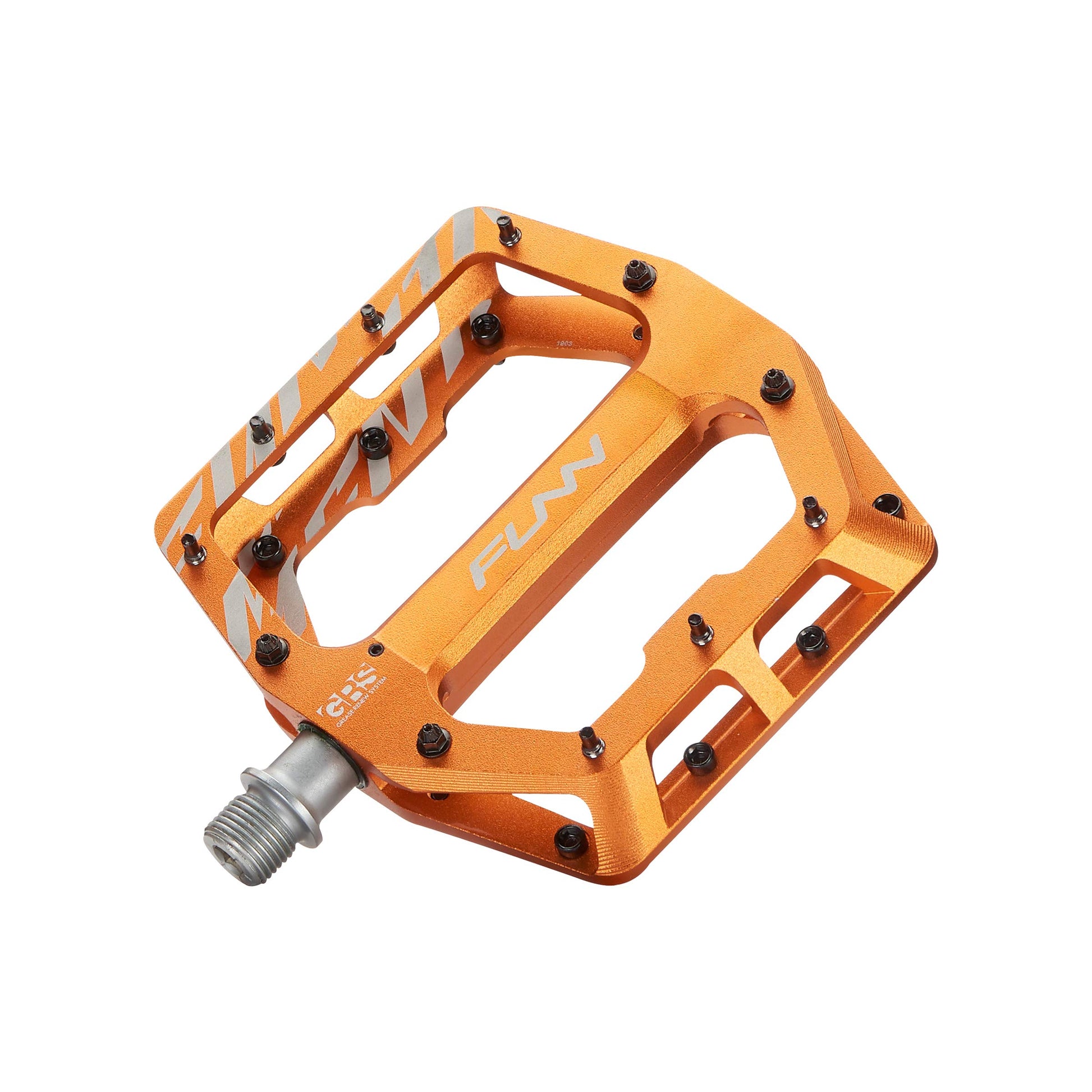 Funn Funndamental Plattformpedale, orange, flaches Design. Ermöglichen sicheren Stand und Kraftübertragung bei BMX- & MTB-Fahrten.
