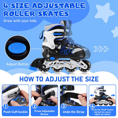 Ylaide Inline Skates Kinder, verstellbar, leuchtende Rollen, Gr. 32–36