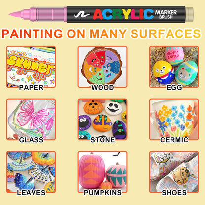 Laconile Acrylstifte Set 120 Farben – Wasserfest Brush Tip