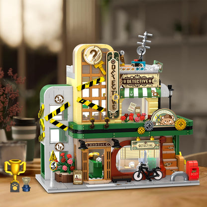 INSOON Stadt Detektiv Büro Haus Bausteine Modell – 1231 Teile, LED