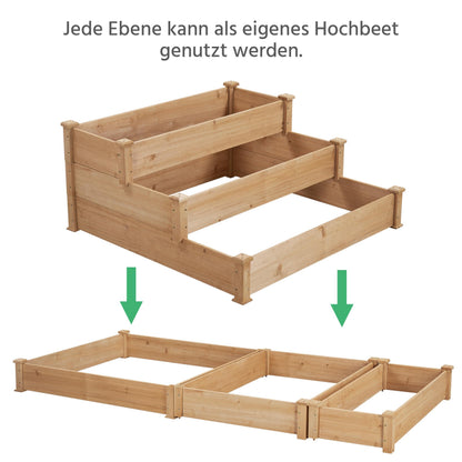 Yaheetech Hochbeet aus Holz, 3-stufige Blumentreppe, 120 x 120 x 56 cm