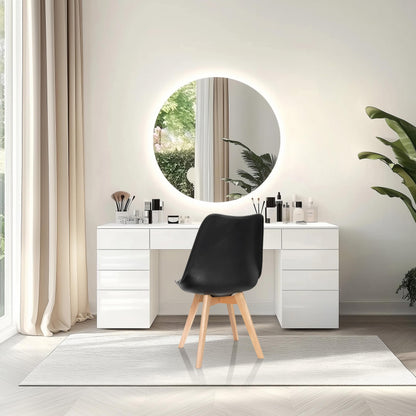 hjh OFFICE Scandi Esszimmerstühle Schwarz – 4er Set Buche Beine