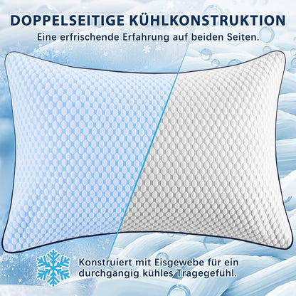 WVIOWVI Memory Foam Kissen 40x80 cm, Kühlendes Kopfkissen Blau-Grau