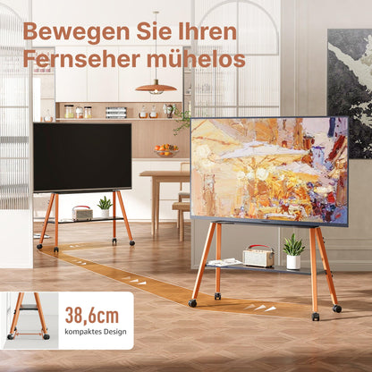 ECOTINY Easel Beweglicher TV Ständer Rollen 49-75 Zoll (bis 40kg)
