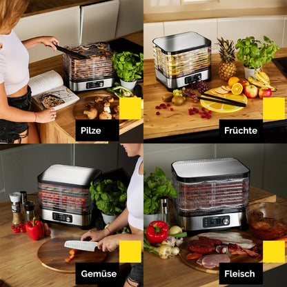 Yoer VitaSave FD01S Lebensmittel-Dörrautomat Edelstahl 6 Fächer