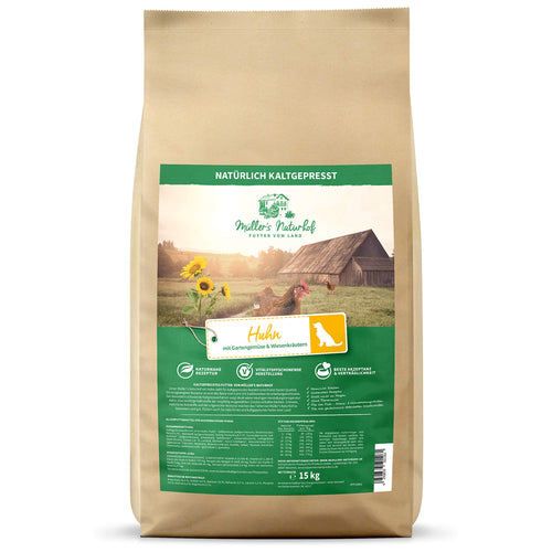 Müller's Naturhof Trockenfutter Huhn kaltgepresst Alleinfutter 15 kg im Beutel
