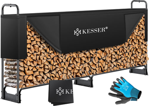 KESSER Kaminholzregal Metall Outdoor 260x117cm mit Abdeckung