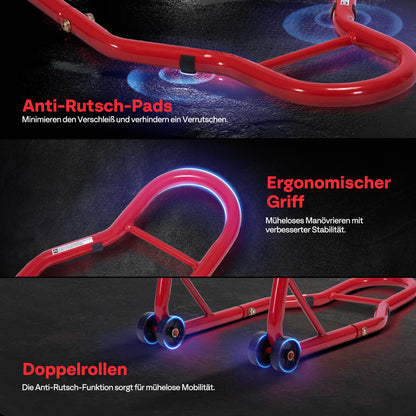 SPECSTAR Motorrad Hinterradständer 200 kg, U- und L-Typ, Rot