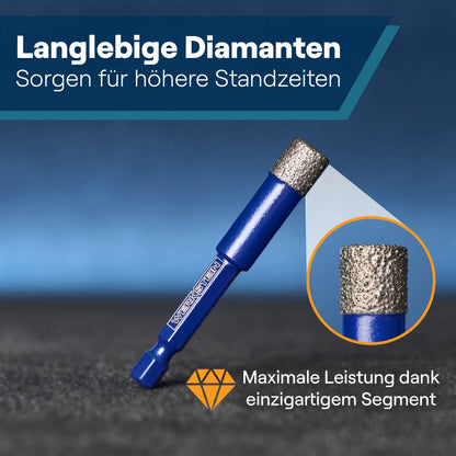 WERKSTEIN Fliesenbohrer Set, Diamantbohrer 6–12 mm + Karbidbohrer