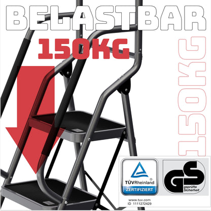 Sicherheitsleiter klappbar 4 Stufen mit Handlauf – Anthrazit