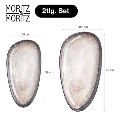Moritz & Moritz VIDA Servierteller Set Beige, 2er-Set Porzellan