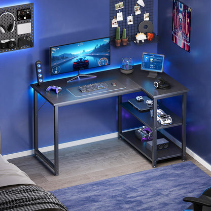 Coleshome Gaming Tisch L-förmig, Eckschreibtisch 100x70 cm, Schwarz