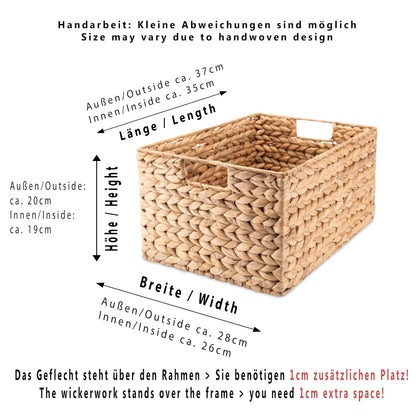 Decorasian Aufbewahrungskorb rechteckig Wasserhyazinthe 37cm 3er-Set
