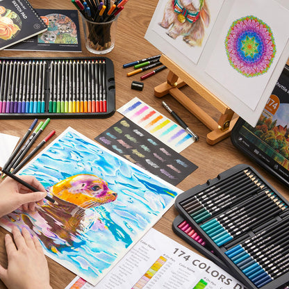 Shuttle Art Buntstifte Set 174 Farben mit Malbuch und Zubehör